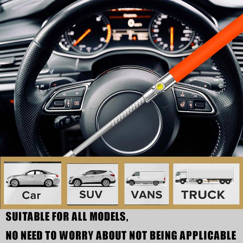 KalraMay Steering Wheel Lock Anti-Theft Device,Car Steering Wheel Lock with Adjustable Features and Safety Hammer，Suitable for All Cars（Orange） - Image 2